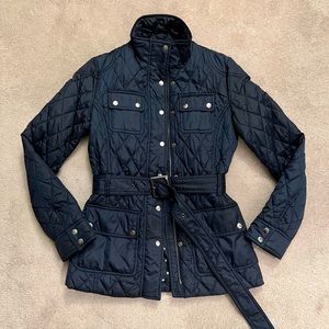 Banana Republic Diamond Quilting Wind Water Resistant Belted Jacket